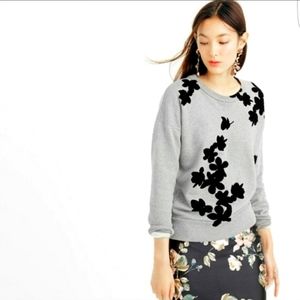 J. Crew Graphic Floral Velvet Pullover Sweatshirt